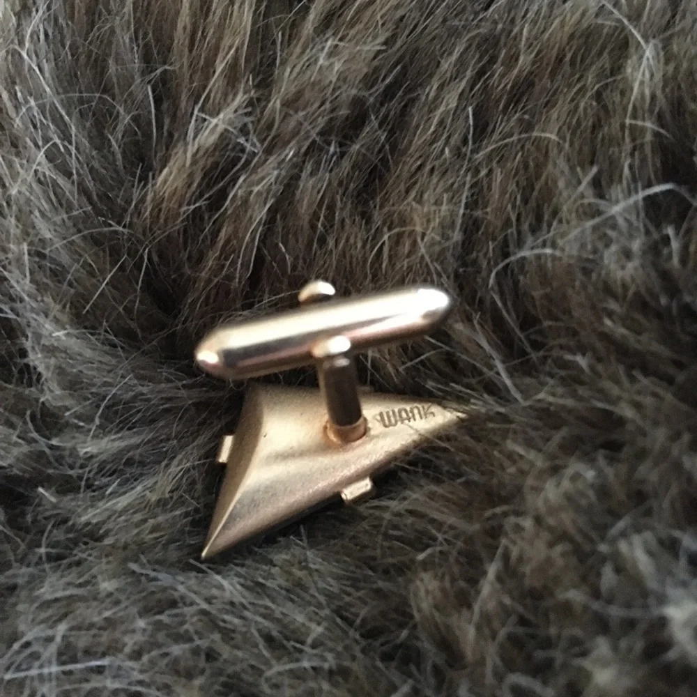 Vintage 70s Swank brown glass gold cuff link